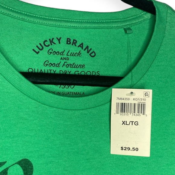 Lucky Brand XL “Born Lucky” Script Graphic Print St. Patrick’s Day Green - Picture 3 of 5